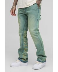 BoohooMAN - Tall Tinted Applique Inner Gusset Slim Flared Jeans - Lyst