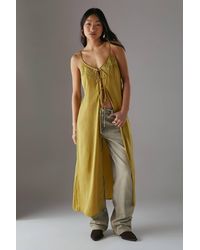 Warehouse - Petite Metallic Embroidered Satin Maxi Cami Top - Lyst