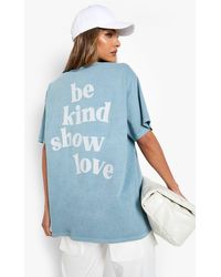 Boohoo Be Kind Show Love Oversized Printed T-shirt - Blue