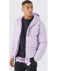 BoohooMAN - Boxy Hooded Puffer With Half Placket - Lyst