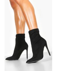 Boohoo - Pointed Toe Stiletto Sock Boots - Lyst