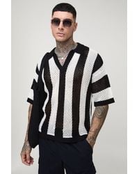 BoohooMAN - Tall Oversized Boxy Stripe Knit Polo - Lyst