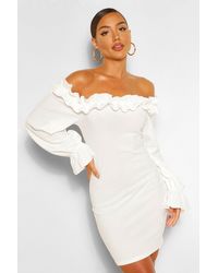 rouche knot front bodycon mini dress