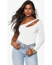 Boohoo - Double Layer Slinky Cut Out One Shoulder One Piece - Lyst