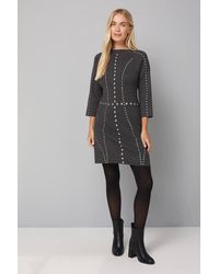 Wallis - Petite Stud Knit Sweater Dress - Lyst