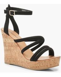 boohoo wedges black