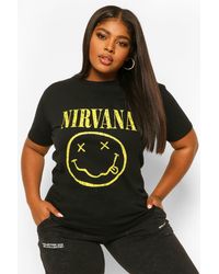 Boohoo Plus Nirvana Face Oversized T-shirt - Black