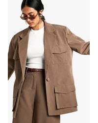 Boohoo - Woven Tailored Oversized Pocket Detail Blazer - Lyst