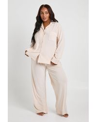 Boohoo - Plus Rib Velour Trouser Pj Set - Lyst