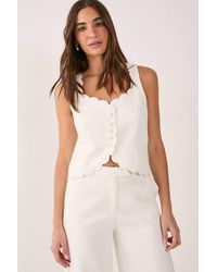 Nasty Gal - Scallop Embroidered Button Front Tailored Tank - Lyst
