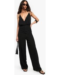Boohoo - Chiffon Strappy Wide Leg Jumpsuit - Lyst