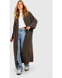 Boohoo - Mixed Rib Soft Knit Maxi Cardigan - Lyst