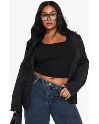 Boohoo - Plus Rib Scoop Neck Racer Back Tank Top - Lyst