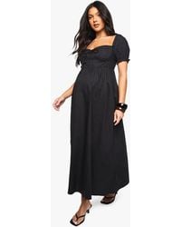 Boohoo - Maternity Cotton Milkmaid Midaxi Skater Dress - Lyst