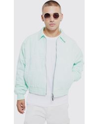 Boohoo - Boxy Heavy Twill Embroidered Collared Bomber - Lyst
