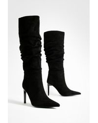 Boohoo - Ruched Stiletto Pointed Toe Boots - Lyst