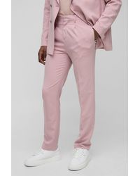 BoohooMAN - Straight Fit Pleat Front Fixed Waistband Suit Trousers - Lyst