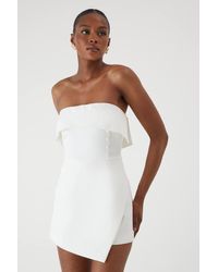 MissPap - Bandeau Fold Over Button Skort Romper - Lyst