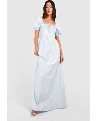 Boohoo - Tall Cotton Poplin Milkmaid Maxi Dress - Lyst