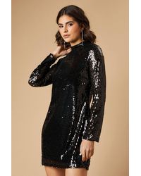 Oasis - Sequin Flared Sleeve Mini Dress - Lyst