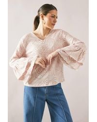 Wallis - Zebra Ruffle Sleeve Top - Lyst