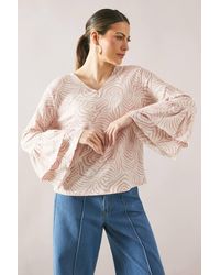 Wallis - Zebra Ruffle Sleeve Top - Lyst