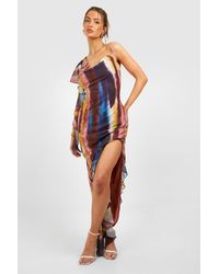 Boohoo - Abstract Printed Cowl Neck Maxi Dress - Lyst