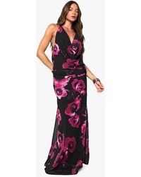 Boohoo - Floral Chiffon Puddle Hem Maxi Skirt - Lyst
