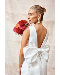 Coast - Plunge Neck Structured Satin Bow Back Wedding Dress - Lyst