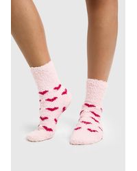Boohoo - Heart Fluffy Socks - Lyst