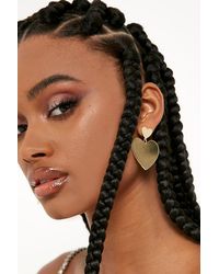 Boohoo Gold Drop Heart Shape Earrings - Multicolour