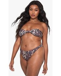Boohoo - Plus Swimwear Essentials Leopard Bandeau Bikini Top - Lyst