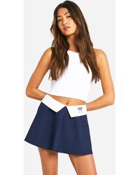 Boohoo - Folded Waistband Design Studio Pleated Tennis Skirt - Lyst