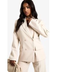 Boohoo - Woven Double Breasted Oversized Blazer - Lyst