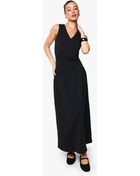 Boohoo - Tall V Neck Ruched Detail Maxi Dress - Lyst