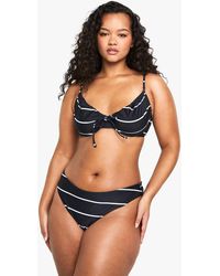Boohoo - Plus Swimwear Essentials Underwired Stripe Bikini Top - Lyst