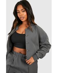 Boohoo - Plus Tailored Relaxed Fit Popper Bomber Jacket - Lyst