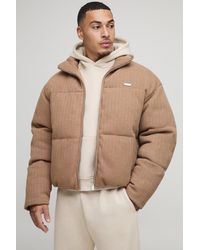 BoohooMAN - Boxy Fit Mini Knitted Textured Funnel Neck Puffer Jacket - Lyst