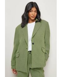 Warehouse - Lime Dogtooth Vented Back Blazer Co - Lyst