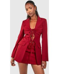 Boohoo - Tie Front Detail Fitted Blazer - Lyst