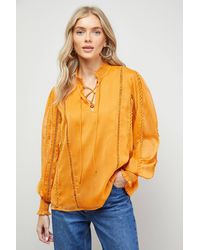 Oasis - Tie Neck Ruffle Detail Chiffon Blouse - Lyst