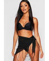 Boohoo Womens Sarong Mit Fransen - Schwarz