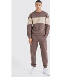 BoohooMAN - Man Slim-Fit Colorblock Sweatshirt-Trainingsanzug - Lyst