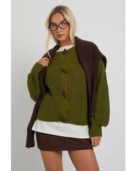 Boohoo - Toggle Button High Neck Knit Cardigan - Lyst