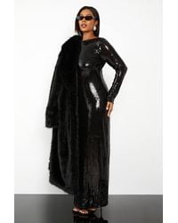 Boohoo - Plus Sequin Tie Back Maxi Column Dress - Lyst