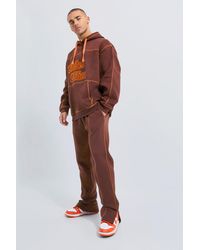gym and workout clothes Tracksuits and sweat suits for Men Brown Mens Clothing Activewear BoohooMAN Cotton Oversized Man Cargo Hooded Short Tracksuit in Chocolate 