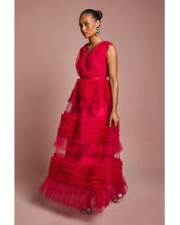 Coast - Petite Sleeveless Mesh Tiered Maxi Dress - Lyst