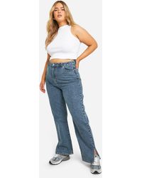 Boohoo - Plus Basics Split Hem Straight Leg Jeans - Lyst