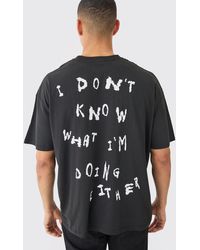 BoohooMAN - Oversized I Don't Know What I'm Doing Either Slogan T-shirt - Lyst