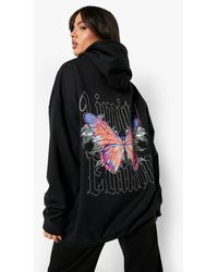 Boohoo Limited Edition Butterfly Back Print Hoodie - Black